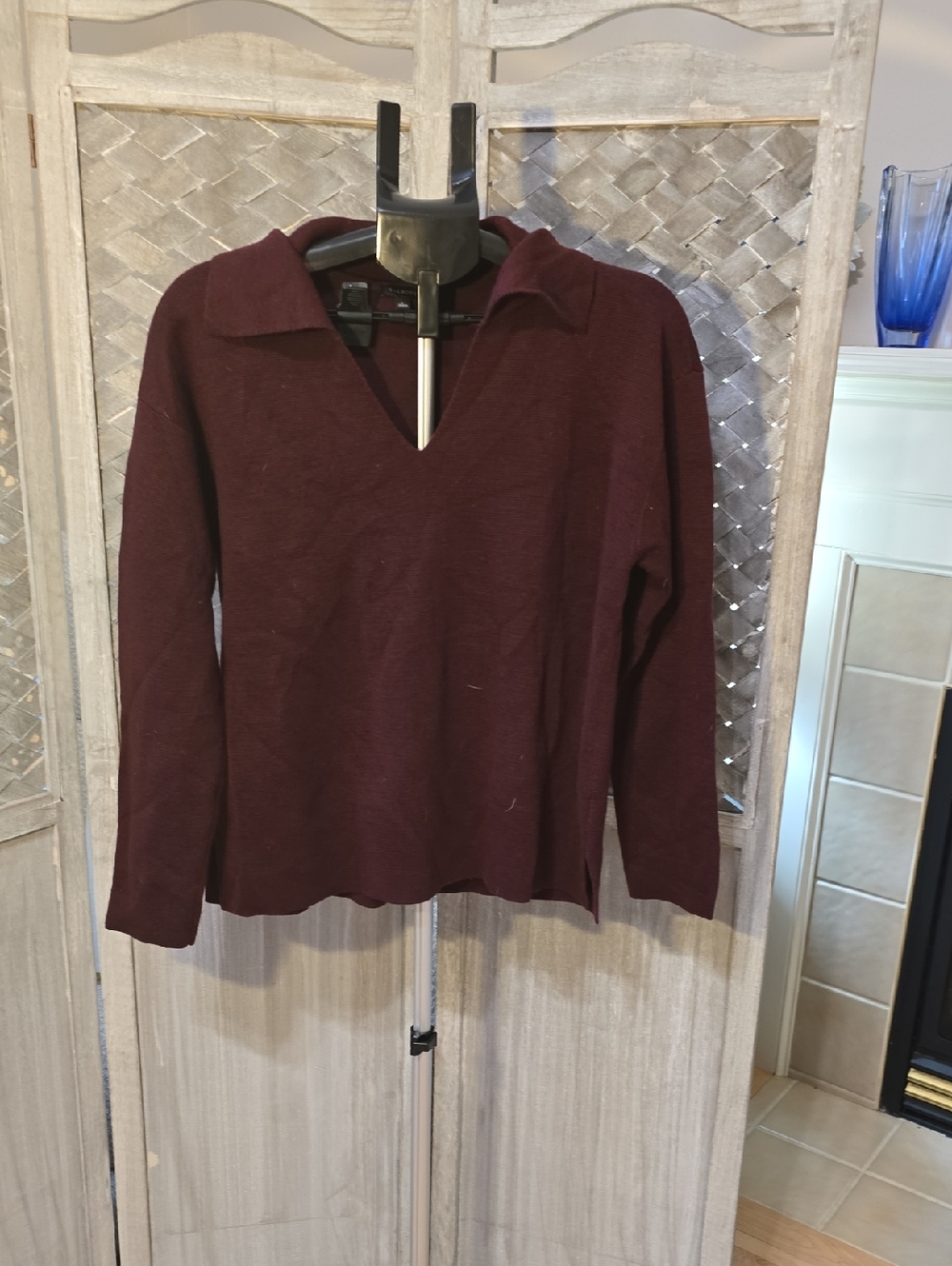 Talbots Burgundy V-Neck Knit Sweater